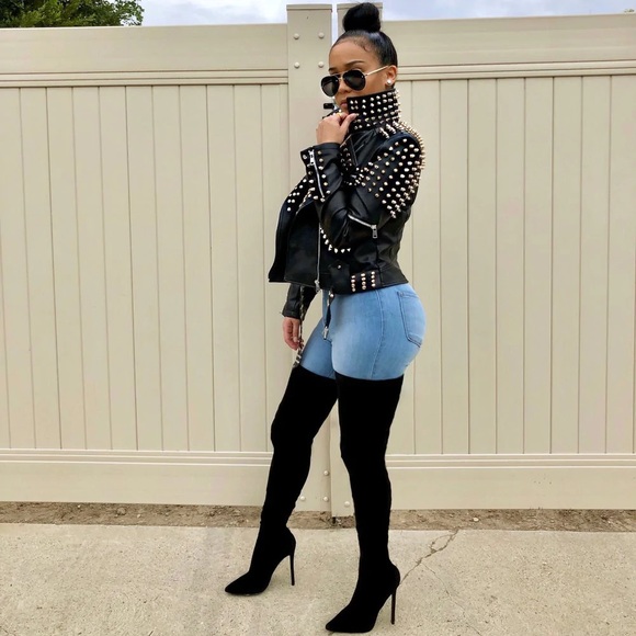 Vegan leather jacket with studs - Picture 3 of 5